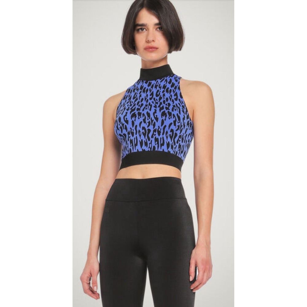 Wolford C2C‎ Leopard Sleeveless Cropped Top in Blue Cheetah. Sz XS. New